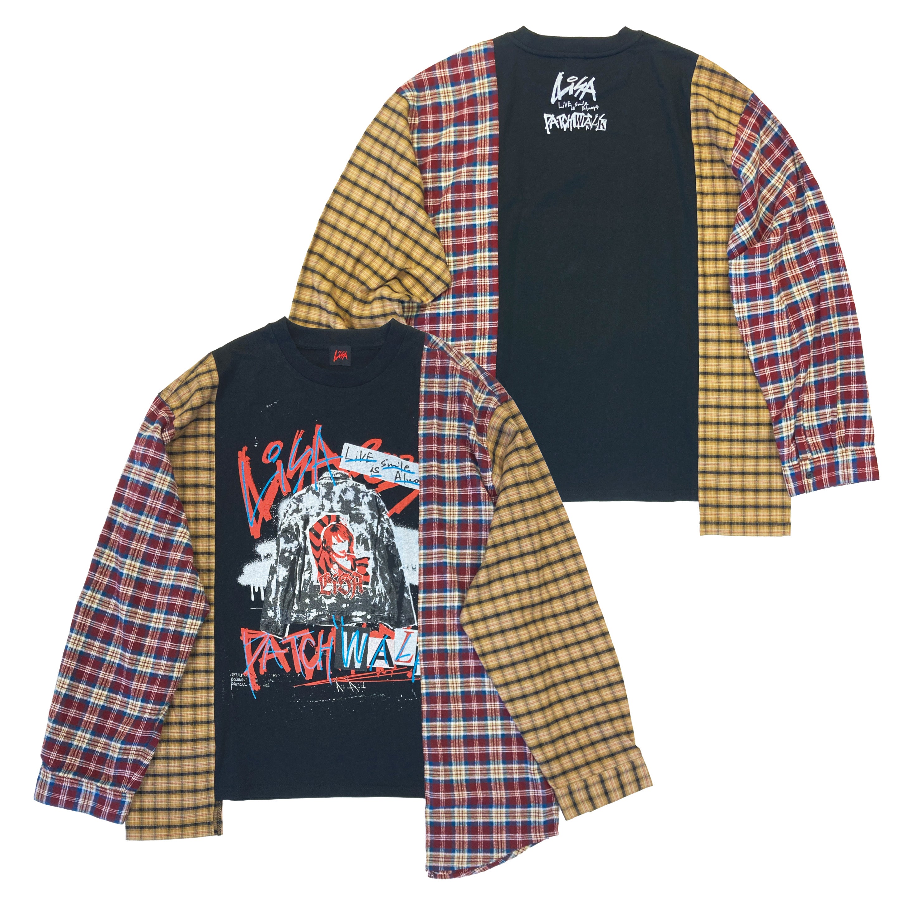 (Goods - Shirt) PATCH WALK 格仔長袖T-shirt／LiVE is Smile Always～PATCH WALK～
