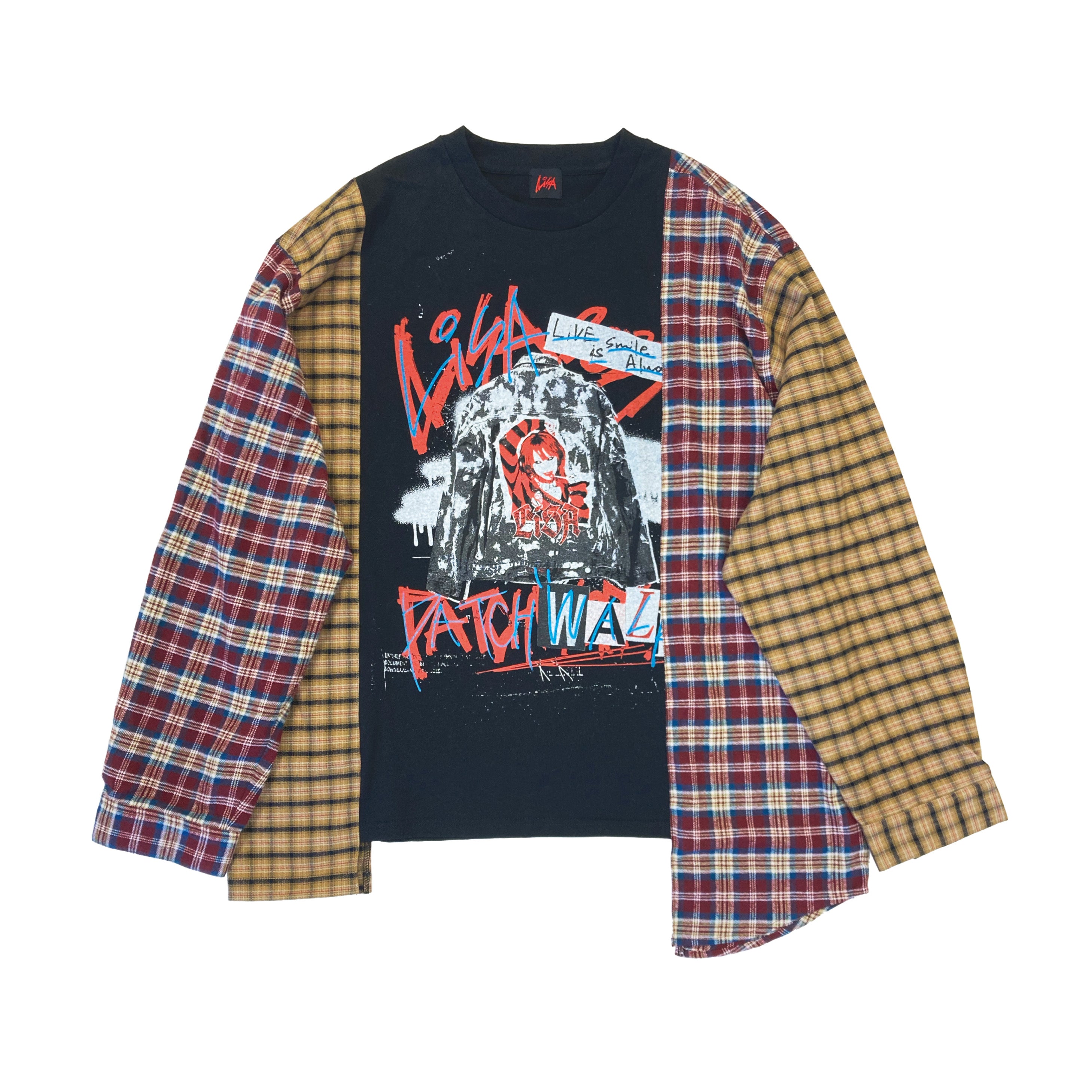 (Goods - Shirt) PATCH WALK 格仔長袖T-shirt／LiVE is Smile Always～PATCH WALK～